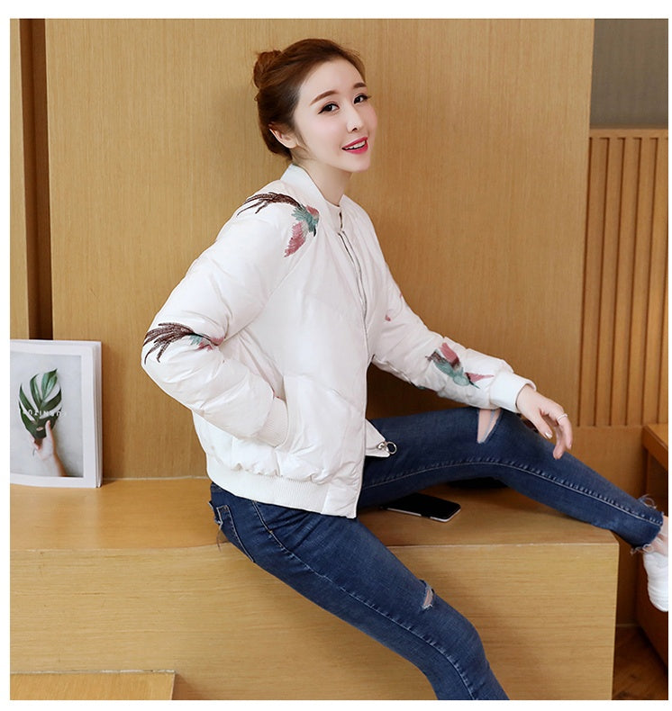 Cotton jacket with fashionable embroidered winter coat