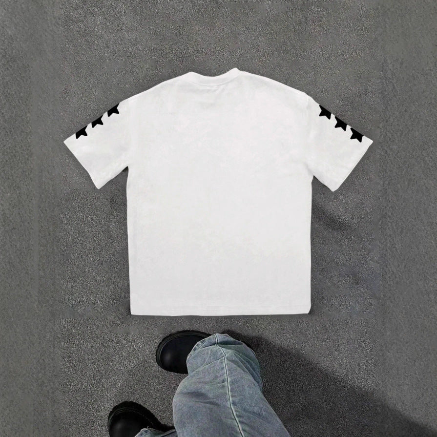 Personality Street Hip Hop Style Letter Pattern T-shirt Retro