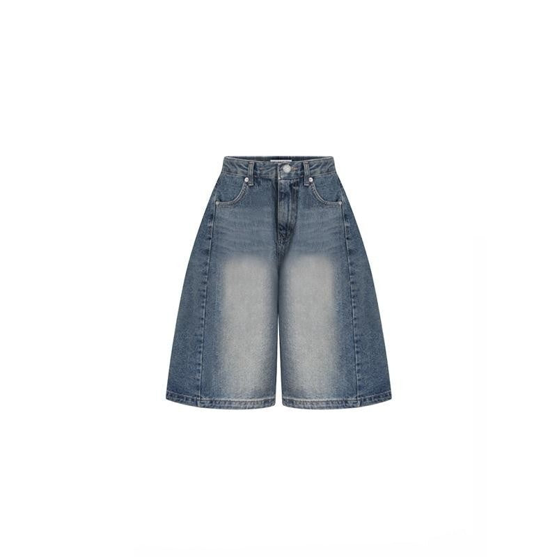 Cropped Jeans Women's Retro Wide Leg Shorts
