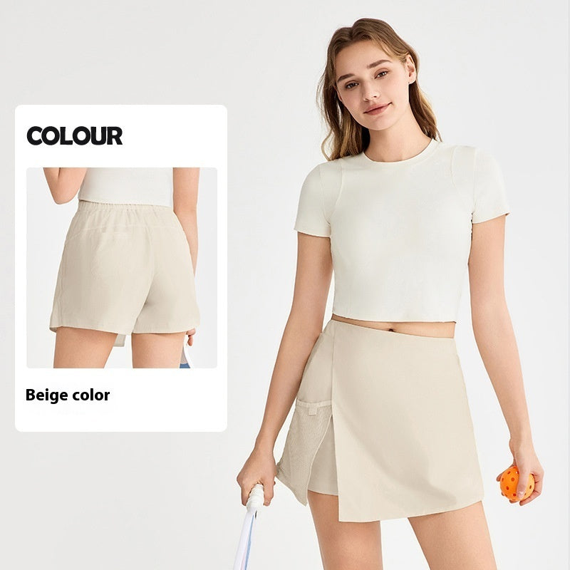 Fake Two-piece Sports Shorts Women's Outer Wear Slimming Anti-emptied Outdoor Mountaineering Front Skirt Rear Pants