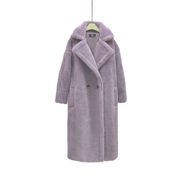 Plush Coat Ladies Long Lamb Coat Winter
