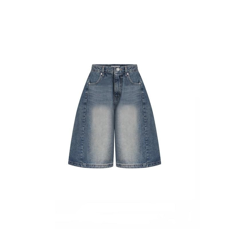 Cropped Jeans Women's Retro Wide Leg Shorts