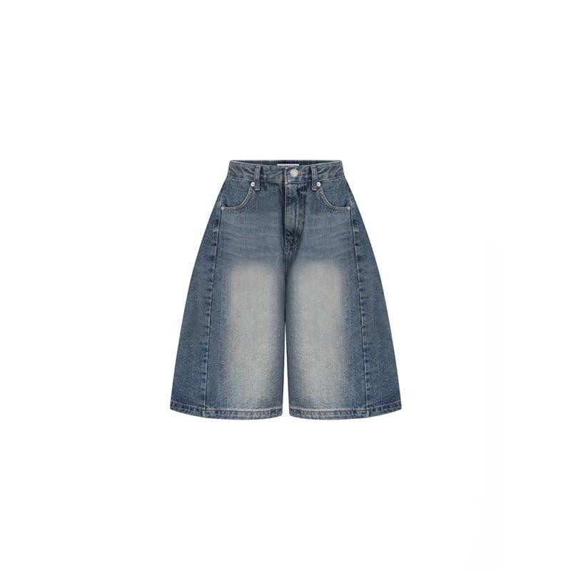 Cropped Jeans Women's Retro Wide Leg Shorts