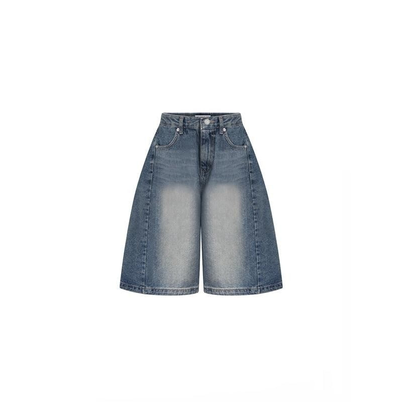 Cropped Jeans Women's Retro Wide Leg Shorts
