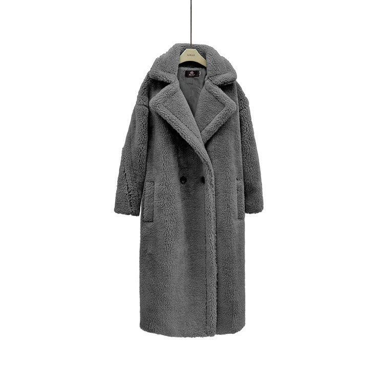 Plush Coat Ladies Long Lamb Coat Winter