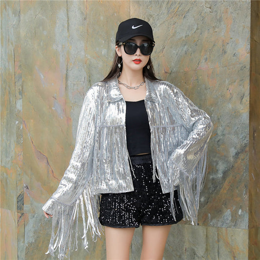 Women's Tassel Sequin Jacket Autumn Winter Streewear Rock