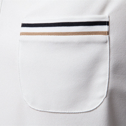 Short-sleeved Polo Shirt Striped Lapel Business Casual Top Men