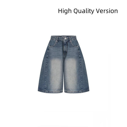 Cropped Jeans Women's Retro Wide Leg Shorts