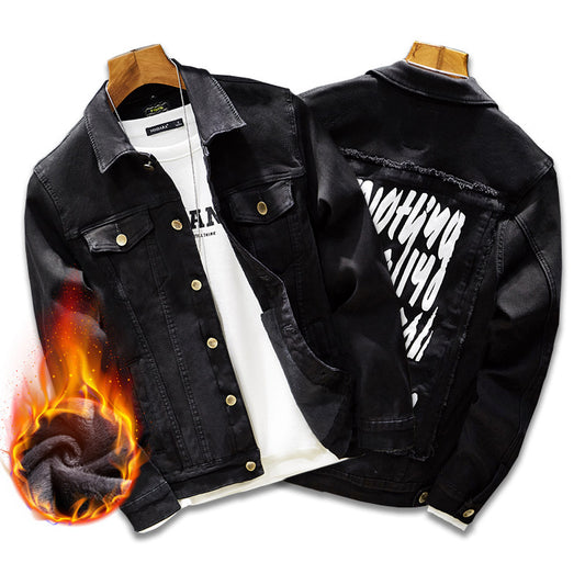 Thicken Men's Denim Jacket Men's Winter Warm Jacket