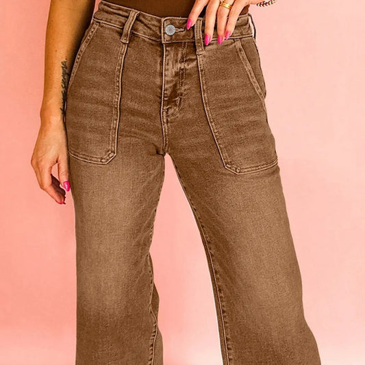Breen Cropped High Rise Wide Leg Jeans