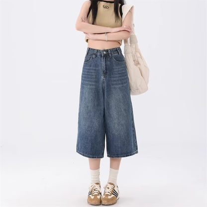 Cropped Jeans Women's Wide-leg Summer Inelastic