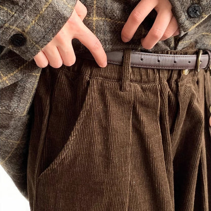 Retro Corduroy Draping Men's Loose Trousers