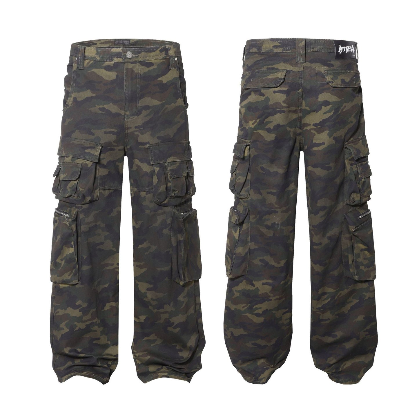 New Style Waste Soil Style High Street American Camouflage Workwear Wide Leg Pants