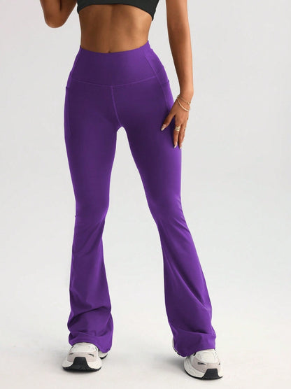 High Waist T-line Yoga Wide-leg Pants With Pockets