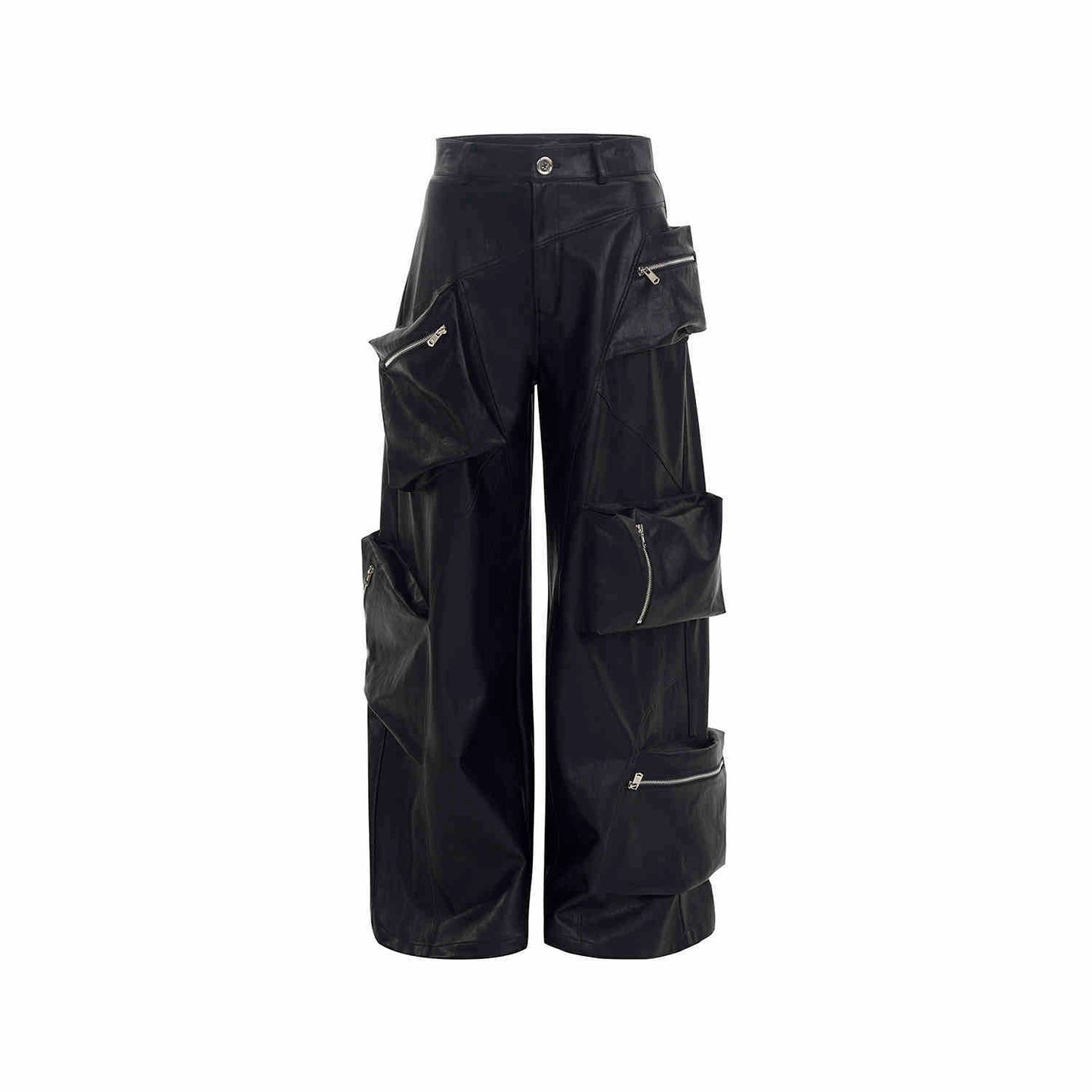 Heavy Black PU Leather Pants Men's Spring