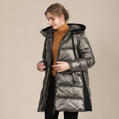 Women's Padded Nylon Bright Bread Hooded Winter Jacket