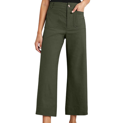 High Waist Slimming Casual Women's Cropped Wide-leg Pants