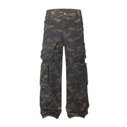 New Style Waste Soil Style High Street American Camouflage Workwear Wide Leg Pants