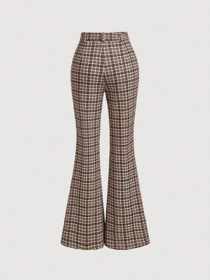 Temperament Commute High Waist All-matching Plaid Striped Retro Trousers