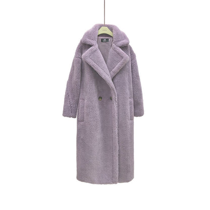 Plush Coat Ladies Long Lamb Coat Winter