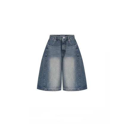 Cropped Jeans Women's Retro Wide Leg Shorts