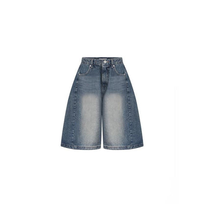Cropped Jeans Women's Retro Wide Leg Shorts
