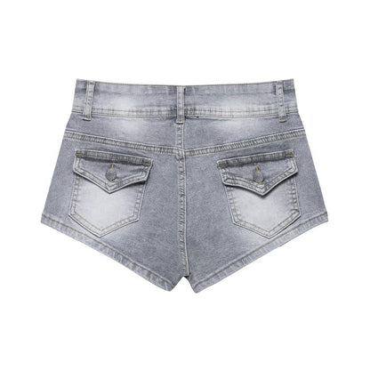 European And American Low Waist Navel Sexy Sweet And Spicy Shorts Slim Jeans For Women