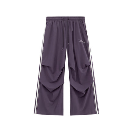 Summer New Bright Line Side Stripe Parachute Wide Leg Pants