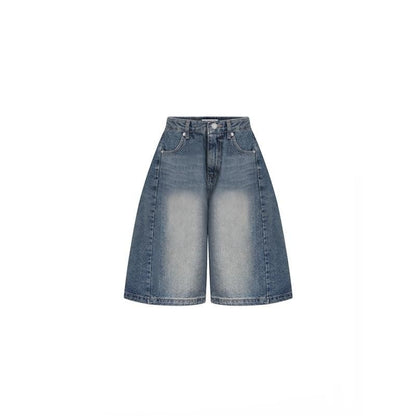 Cropped Jeans Women's Retro Wide Leg Shorts