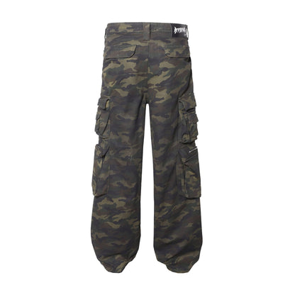New Style Waste Soil Style High Street American Camouflage Workwear Wide Leg Pants