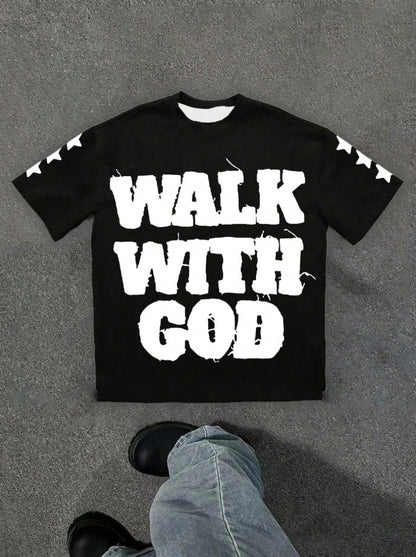 Personality Street Hip Hop Style Letter Pattern T-shirt Retro
