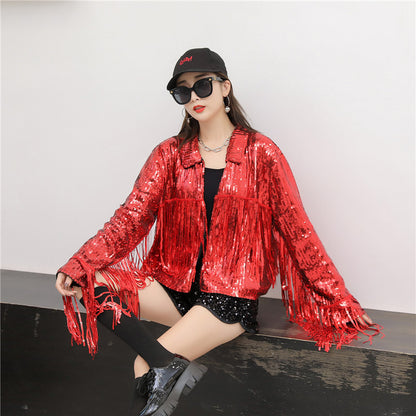 Women's Tassel Sequin Jacket Autumn Winter Streewear Rock